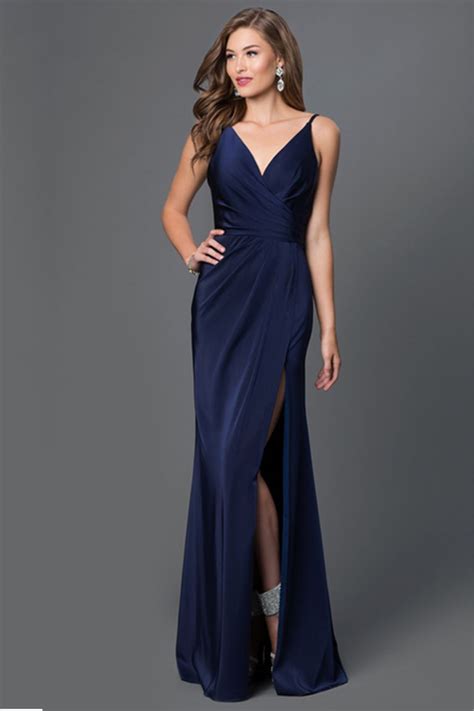 elegant navy blue evening dress.